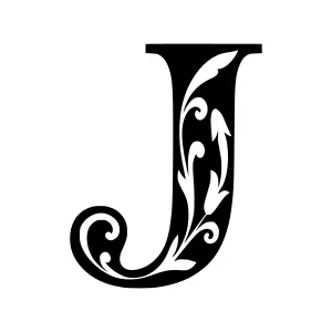 Elegant Black & White Letter J Ornament