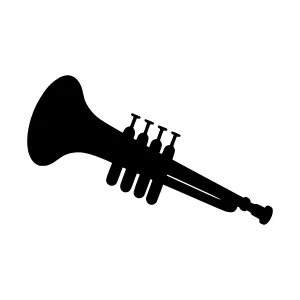 Silhouette Trumpet Icon - Black on White
