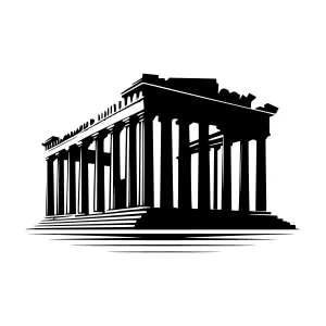 Black & White Greek Temple Vector Illustration