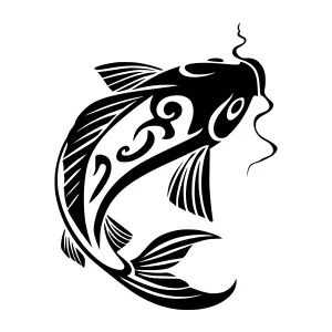Black Koi Fish Tattoo Design Vector