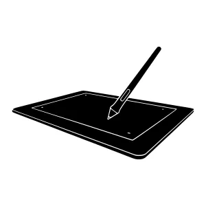 Digital Tablet Illustration - Black & White Vector