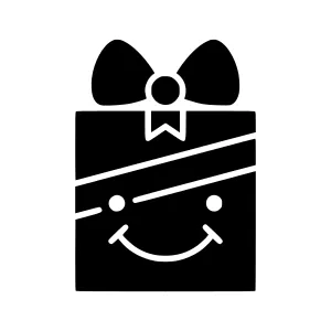 Black Gift Box Icon with Smiling Face