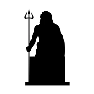 Silhouette of Neptune Statue with Trident