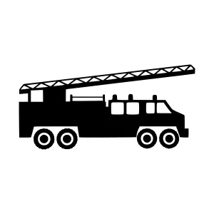 Fire Truck Vector Icon - Black Silhouette