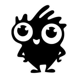 Cute Black Silhouette Character Vector Illustration
