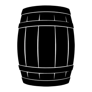Black Wooden Barrel Silhouette Vector