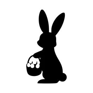 Black Bunny Silhouette with Easter Eggs