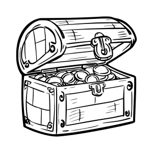 Vintage Treasure Chest Illustration - Black & White