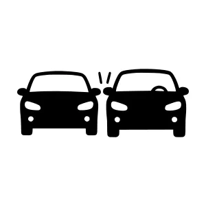 Car Collision Icon - Black & White Vector