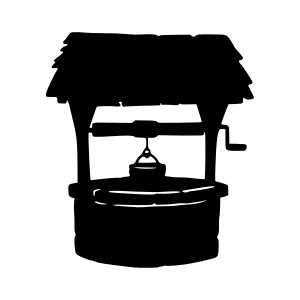 Silhouette Well - Rustic Wishing Well Graphic