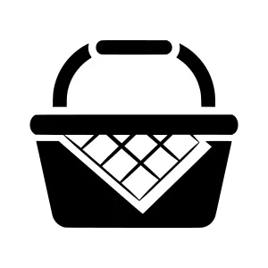 Black Picnic Basket Icon - Simple Vector Illustration