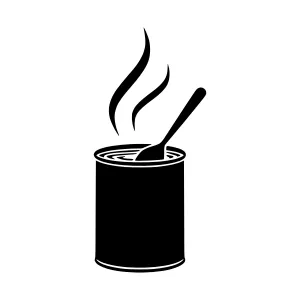 Black Can With Spoon & Steam - Vector Illustration