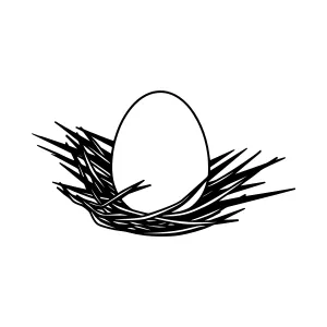 Black & White Nest with Egg - Minimalist Vector