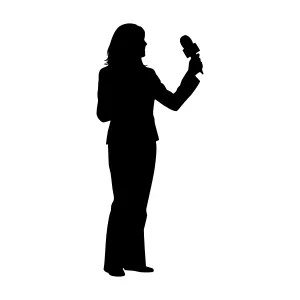 Silhouette Woman Holding Microphone - Business Icon