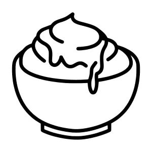 Bowl of Whipped Cream - Line Art Icon