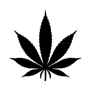 Black Cannabis Leaf Silhouette