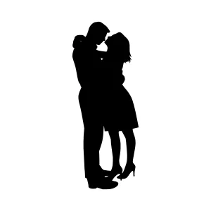 Silhouette Couple Embrace - Romantic Vector