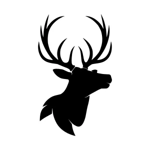 Silhouette Deer Head with Antlers - Minimalist Design