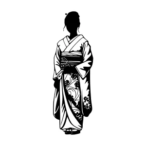 Japanese Geisha Silhouette - Black & White