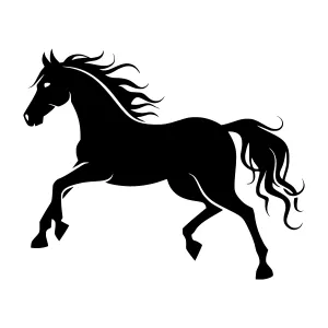 Silhouette Horse Running - Black Outline Vector