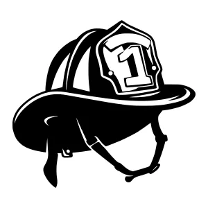 Firefighter Helmet Silhouette Black and White