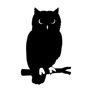 Silhouette Owl on Branch - Minimalist Vector