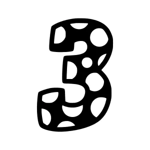 Black Number 3 Dot Pattern Graphic
