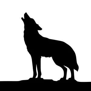 Silhouette Wolf Howling - Minimalist Vector