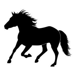 Silhouette Horse Running - Black Vector Graphic