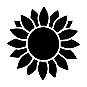 Black Sunflower Icon - Vector Illustration