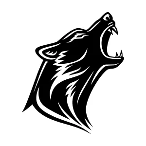 Black Bear Head Silhouette - Tribal Design