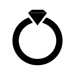 Black Diamond Ring Icon - Vector Illustration