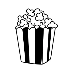 Black & White Popcorn Bucket Illustration