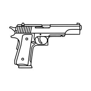 Line Art Pistol Silhouette