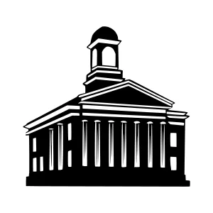 Black & White Collegiate Building Illustration