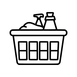 Laundry Basket with Clothes Line Icon