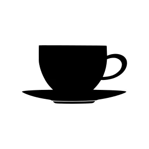 Black Coffee Cup & Saucer Icon