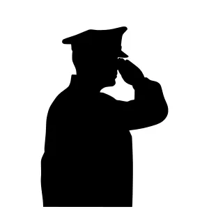 Silhouette Soldier Saluting - Vector Illustration