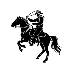 Silhouette Cowboy Riding Horse - Western Style