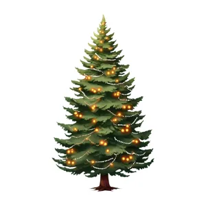 Christmas Tree with String Lights Illustration