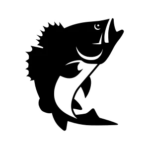 Black Bass Fish Logo Icon - Vector Illustration
