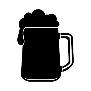 Black Beer Mug Silhouette with Foam