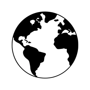 Black & White Globe Outline Icon