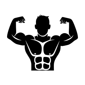 Muscular Man Silhouette Fitness Icon