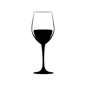 Wine Glass Silhouette Icon - Black on White