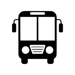 Bus Icon - Black Silhouette on White