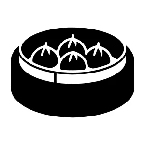 Dumpling Steamer Icon - Black & White Vector