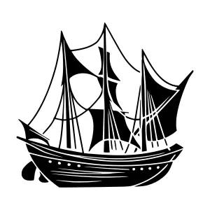 Vintage Sailing Ship Silhouette