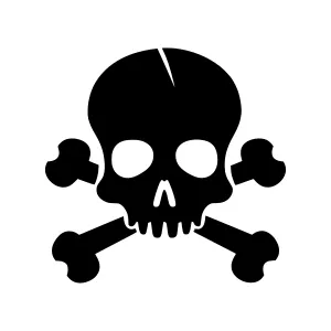 Skull and Crossbones Icon - Black Silhouette