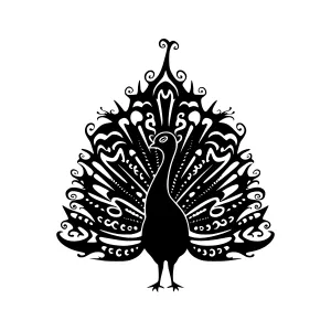 Black Silhouette Peacock Feather Design